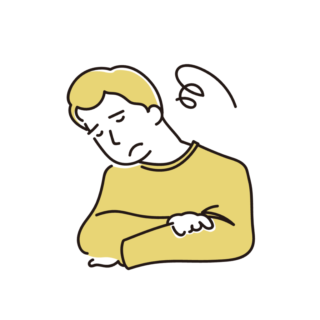 疲れている男性のイラスト【相模原市のクォンタムタッチヒーリングならゼロハチ空間】